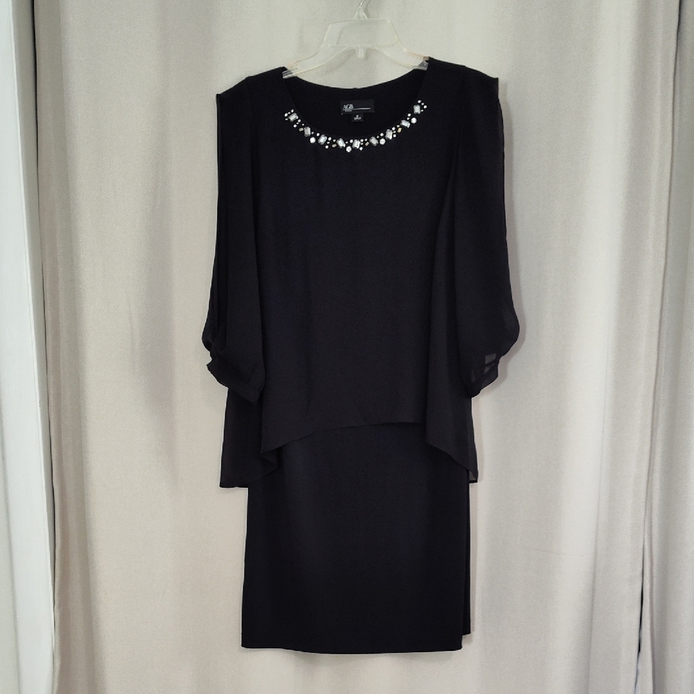 Elegant Black Dress with Embellished Neckline
